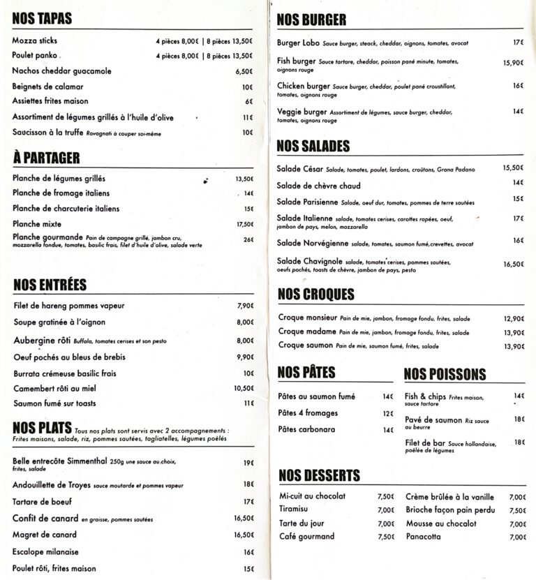 menu