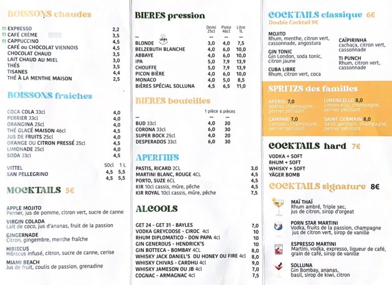 menu