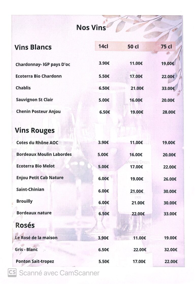 menu