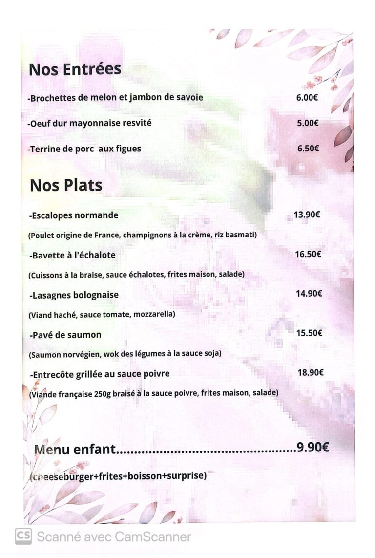menu
