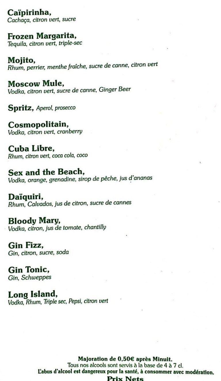 menu