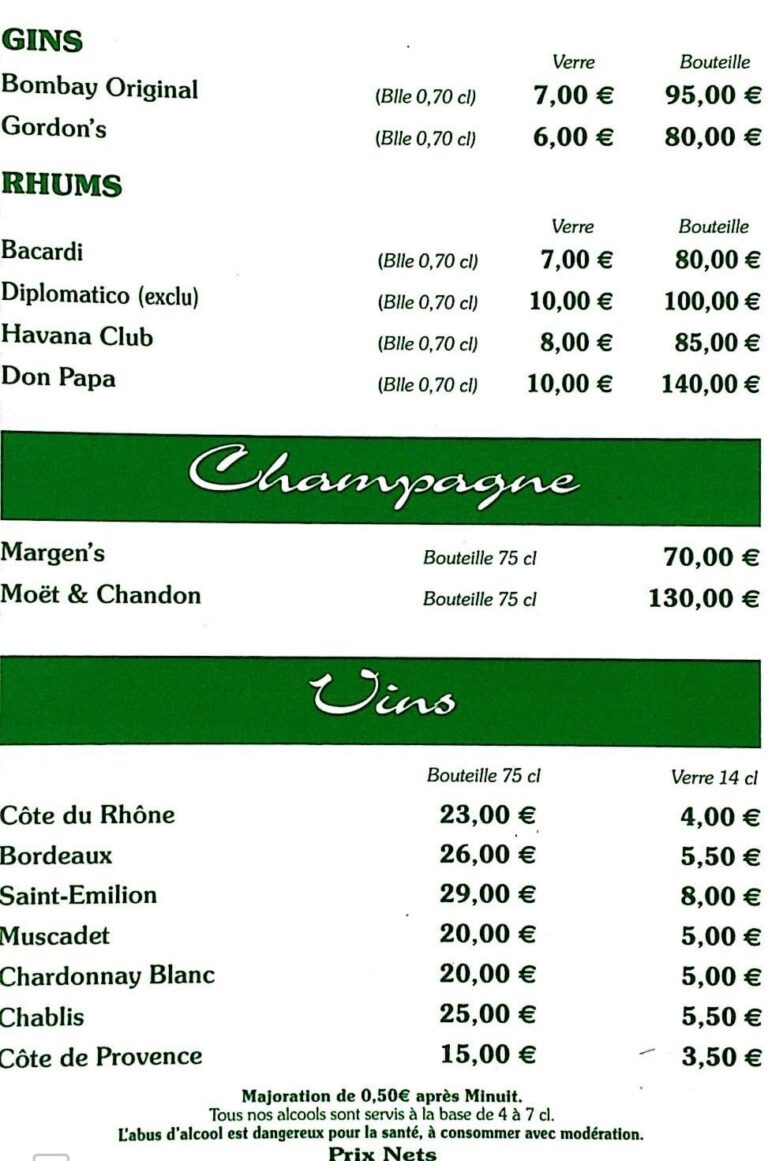 menu