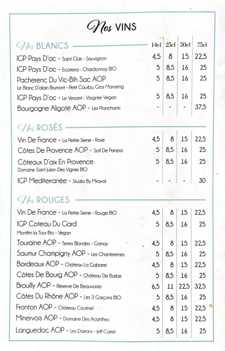 menu