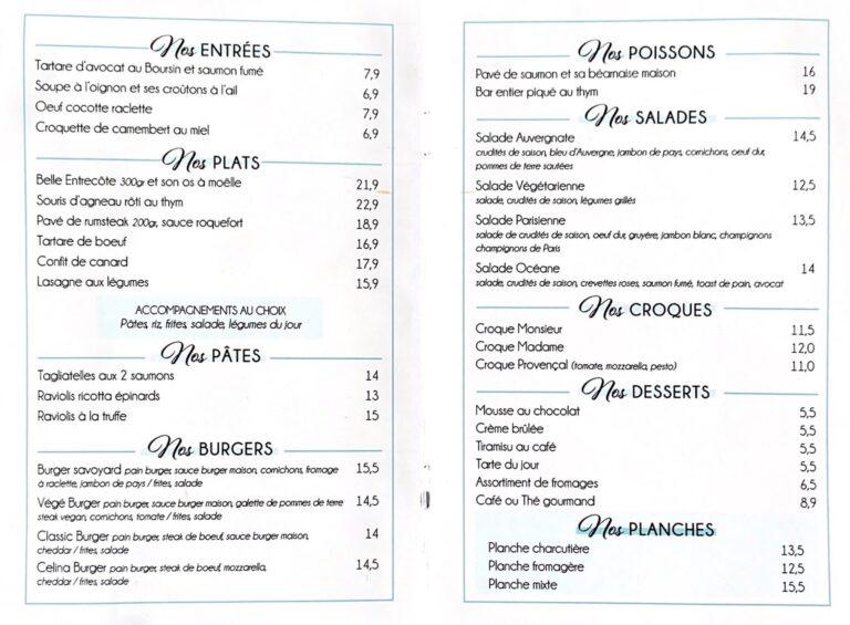 menu