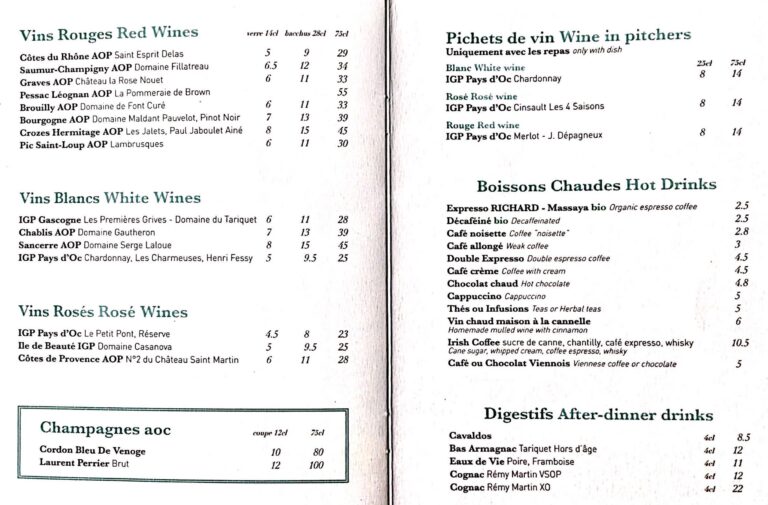 menu