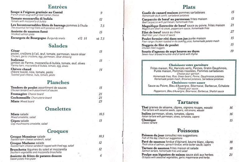 menu