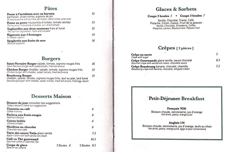 menu