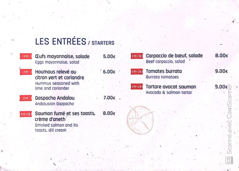 menu