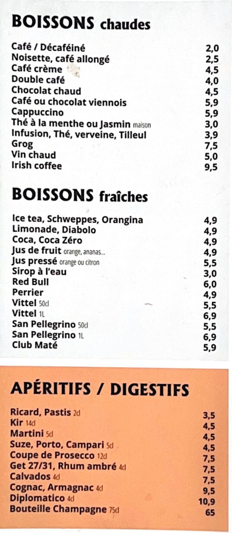 menu