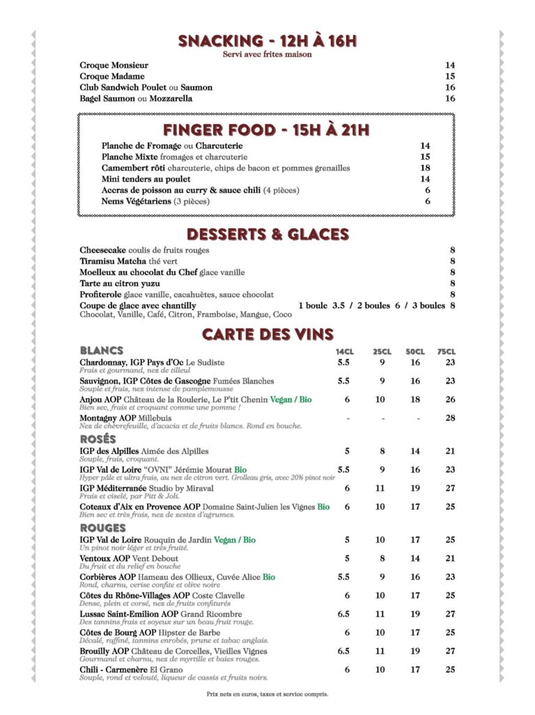 menu