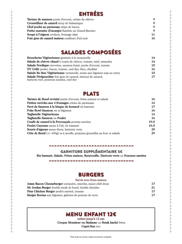 menu