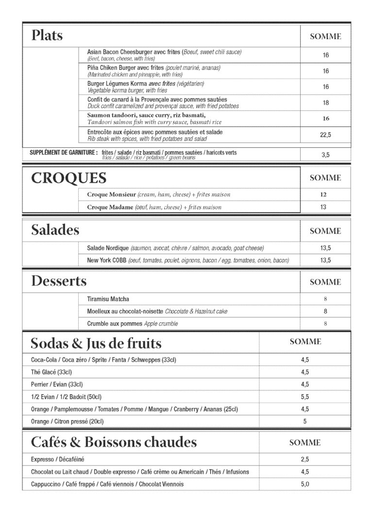 menu