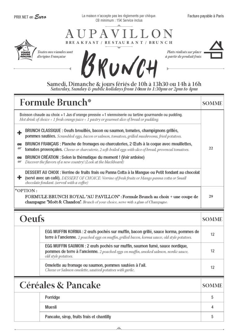 menu
