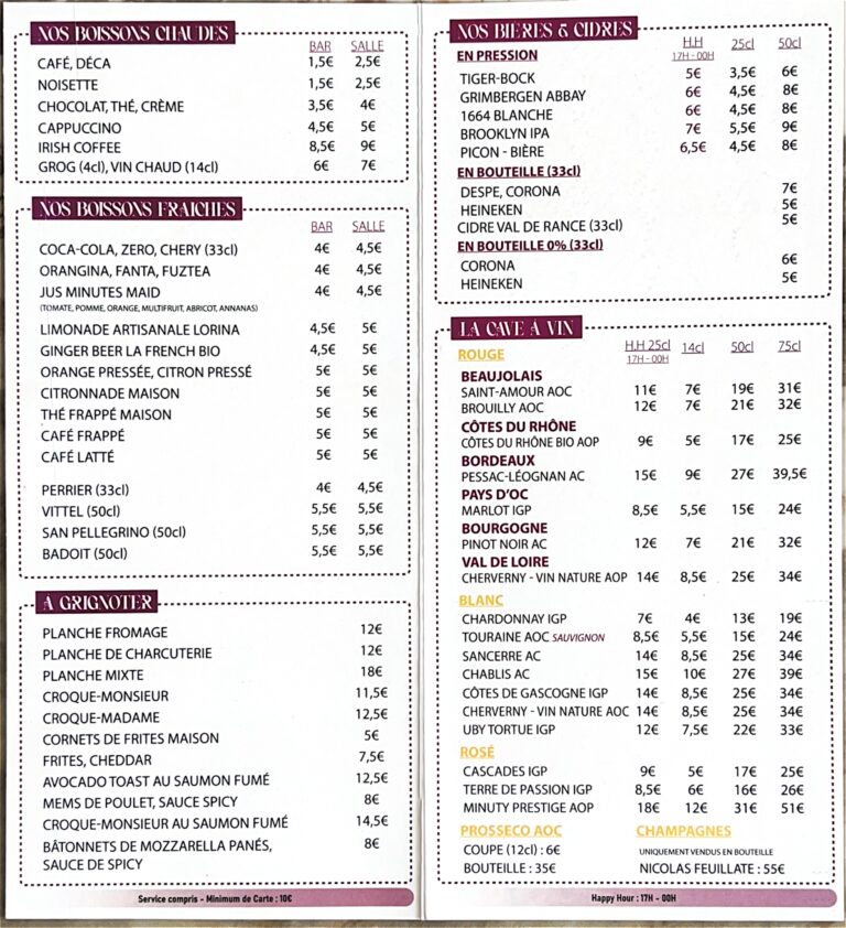 menu