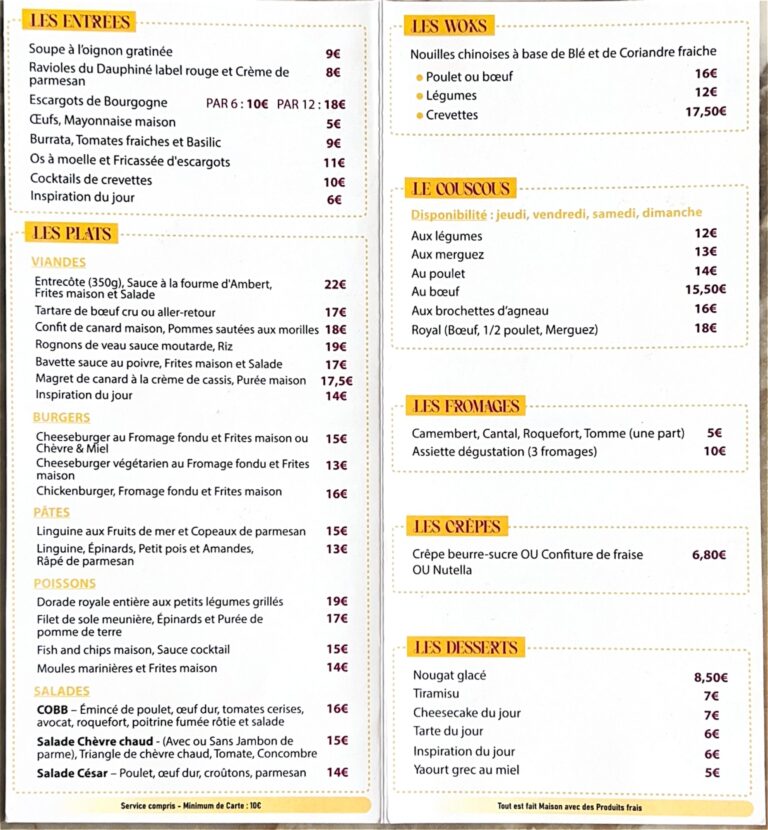 menu